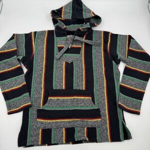 Original Senior Lopez Baja Hoodie Rasta Stripe Pullover Hooded Sweatshirt Size S
